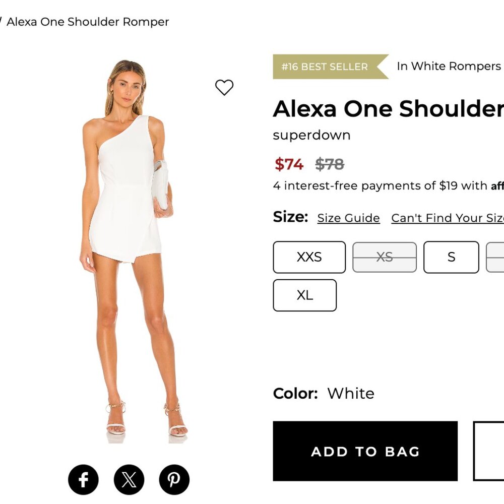 Size M Alexa One Shoulder Romper